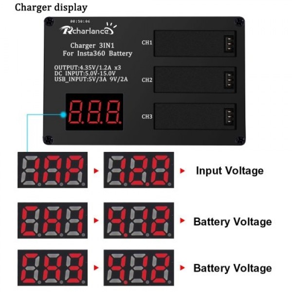 Battery Charger Hub 3 in 1 for Insta360 One X Seflie Camera