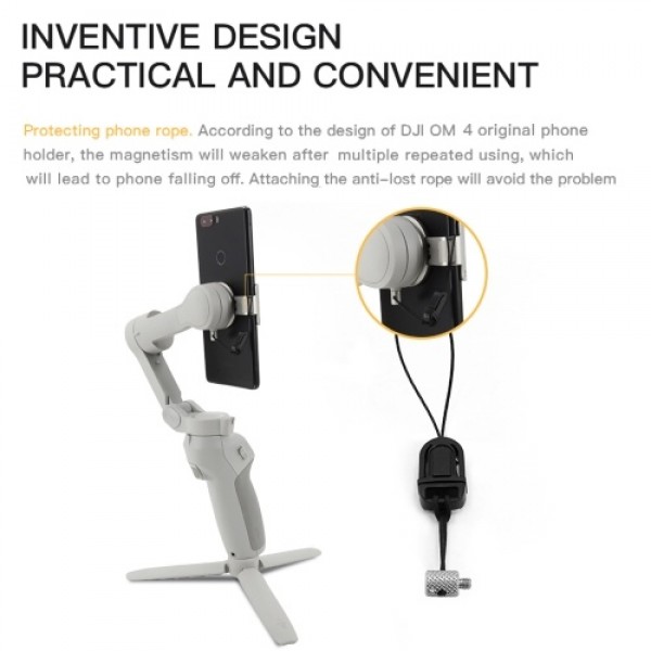 Compatible with DJI OM4 Mobile 3 Phone Holder Clip Anti-lost Rope Strap Anti-drop Expansion Accessory