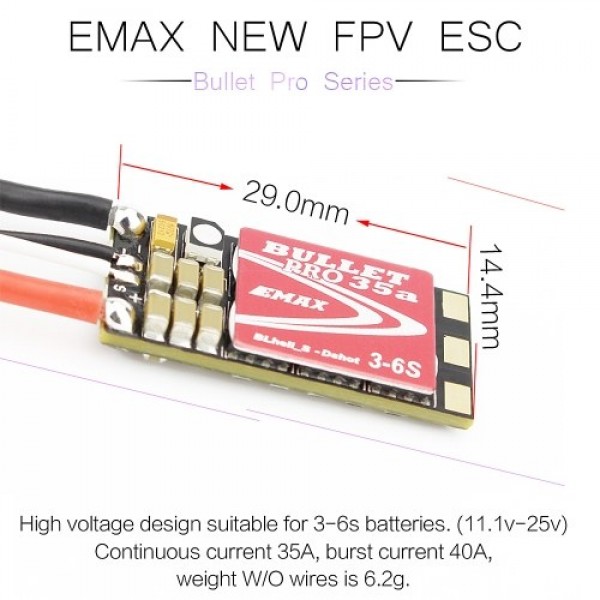 4PCS EMAX DSHOT Bullet Series 35A PRO 3-6S BLHELI_S ESC