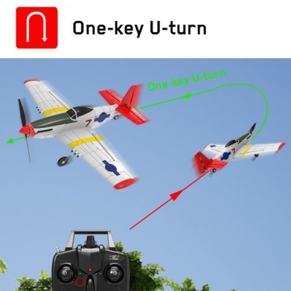 Mini Mustang P-51D 761-5 RC Airplane 2.4GHz 4CH 6-axis Gyro Gliding Aircraft Flight Toys One-Key U Turn 3 Flight Modes for Begin