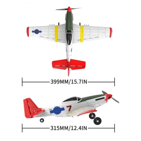 Mini Mustang P-51D 761-5 RC Airplane 2.4GHz 4CH 6-axis Gyro Gliding Aircraft Flight Toys One-Key U Turn 3 Flight Modes for Begin