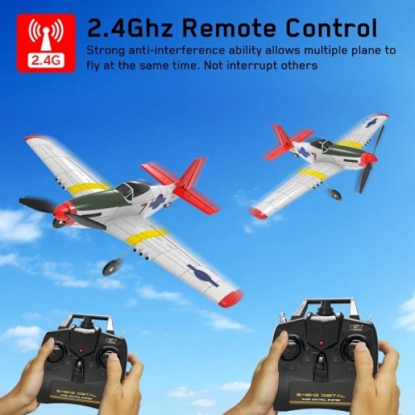 Mini Mustang P-51D 761-5 RC Airplane 2.4GHz 4CH 6-axis Gyro Gliding Aircraft Flight Toys One-Key U Turn 3 Flight Modes for Begin