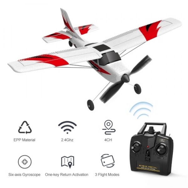 2.4GHz 4CH RC Plane 6-axis Gyro Gliding Aircraft Flight One-click Return 3 Flight Modes