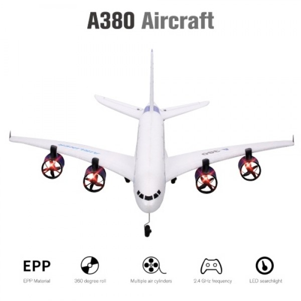 A380 2.4G 3CH RC Airplane Flying Aircraft Glider with LED Searchlight