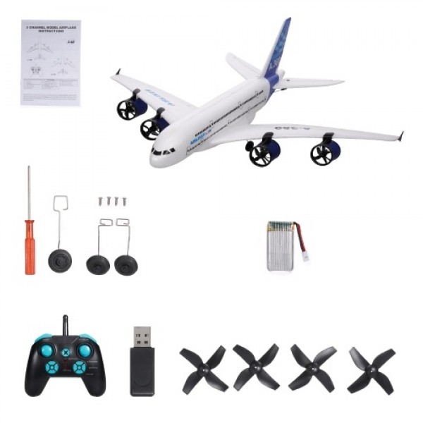 A380 2.4G 3CH RC Airplane Flying Aircraft Glider with LED Searchlight