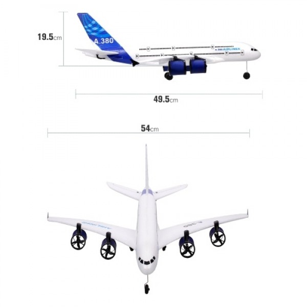 A380 2.4G 3CH RC Airplane Flying Aircraft Glider with LED Searchlight