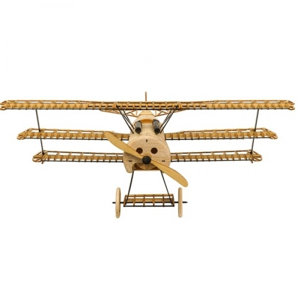 DWH VX11 1:18 Scale 400mm Wingspan Airplane 3D Wooden Puzzles Airplane DIY Fokker-DR1 Triplane Model Kit with Wooden Box