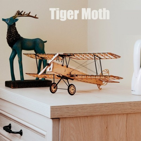 Dancing Wings Hobby VX10 1/18 De Havilland Tiger Moth 400mm Wingspan Wooden Static Airplane Model