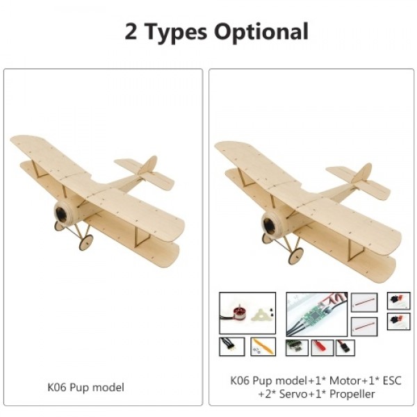 DWH K06 Sopwith Pup RC Airplane Balsa Wood Aircraft 378mm Wingspan Outdoor Flight Toys DIY Assembly Model KIT Version