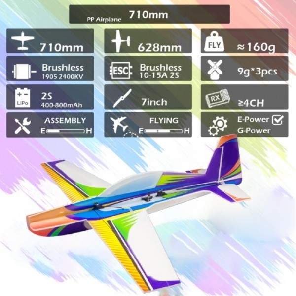 RC Airplane PP Aircraft 710mm Wingspan Outdoor Flight Toys for Kids Boys DIY Assembly Model