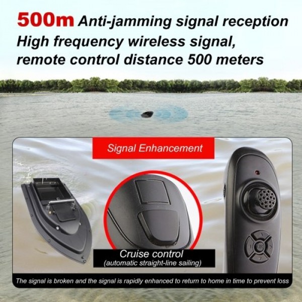 0.75kg Loading 500M Remote Control RC Fishing Bait Boat Fish Finder Double Motor Night Light(5200mah battery)