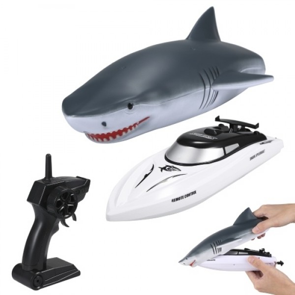 Remote Control Boats 2.4GHz RC Boat Shark Toy Gift with Removable Shark Shell