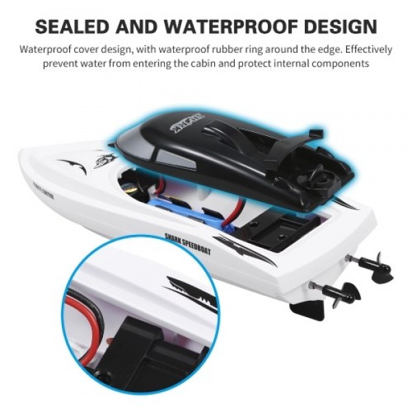 Remote Control Boats 2.4GHz RC Boat Shark Toy Gift with Removable Shark Shell