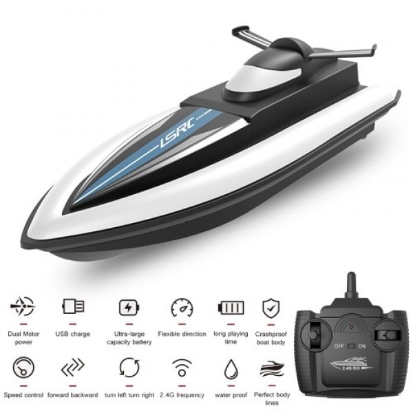 LSRC 2.4GHz RC Race Boat Waterproof Toy with Bag for Lake Pool Sea Gift for Kids Boys Girls