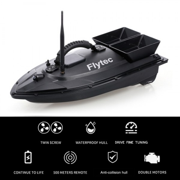 Flytec V500 RC Fishing Bait Boat RC Boat Fish Finder 1.5kg Loading 500M Remote Control Double Motor Night Light