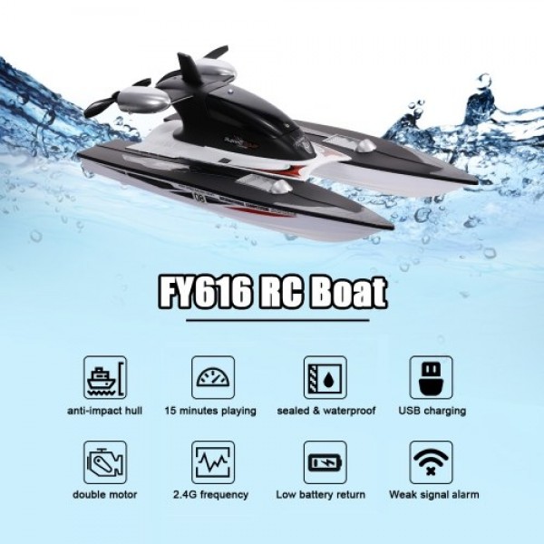 FY616 2.4G 2CH Remote Control Racing Boat 20km/h High Speed Remote Control Boat