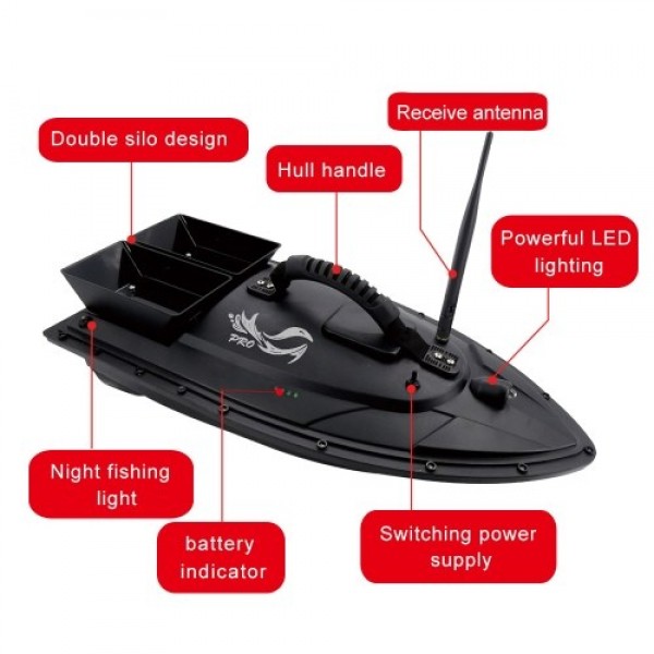 Flytec V500 RC Fishing Bait Boat RC Boat Fish Finder 1.5kg Loading 500M Remote Control Double Motor Night Light