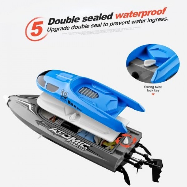 2.4GHz 4 Channel RC Boat Remote Control Boat 30KM/H High Speed IPV7 Waterproof Racing Boat for Kids Adults