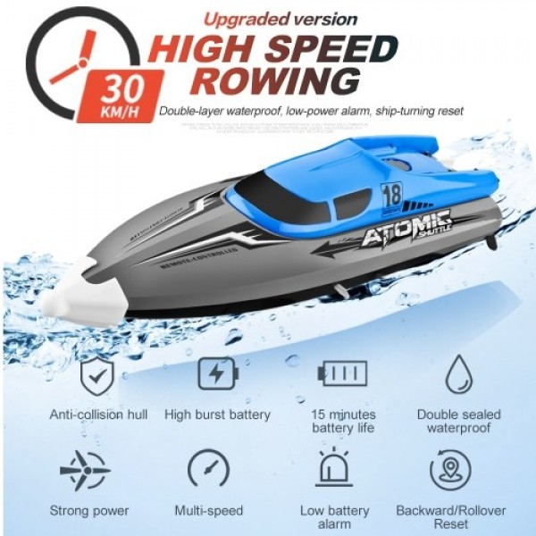 2.4GHz 4 Channel RC Boat Remote Control Boat 30KM/H High Speed IPV7 Waterproof Racing Boat for Kids Adults