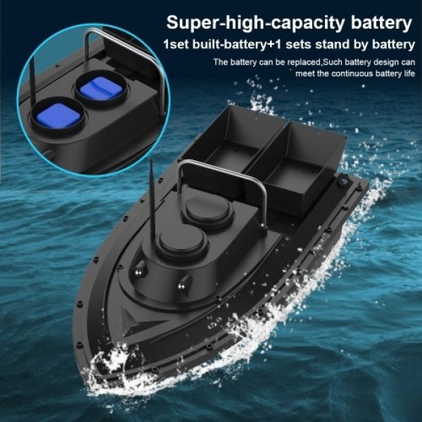 D11 RC Boat Fish Finder Fishing Bait Boat 1.5kg Loading 500m Remote Control Fixed Speed 2 Battery 2 Motors 2 Bait Bin 2 LED Ligh