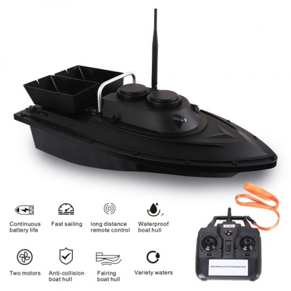 D11 RC Boat Fish Finder Fishing Bait Boat 1.5kg Loading 500m Remote Control Fixed Speed 2 Battery 2 Motors 2 Bait Bin 2 LED Ligh