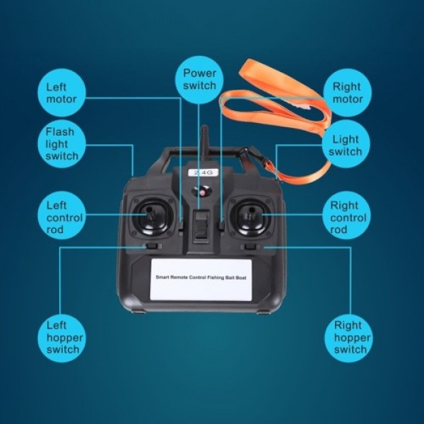 D11 RC Boat Fish Finder Fishing Bait Boat 1.5kg Loading 500m Remote Control Fixed Speed 2 Battery 2 Motors 2 Bait Bin 2 LED Ligh