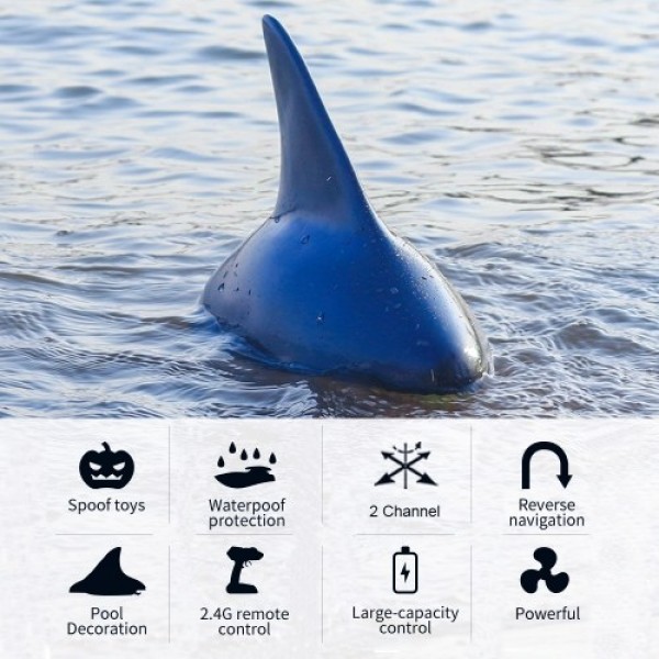 Flytec V302 2.4G RC Boat with Simulation Shark Fin Head 15km/h Electric Racing Boat for Pools Remote Control Spoof Toy