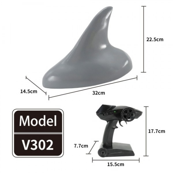 Flytec V302 2.4G RC Boat with Simulation Shark Fin Head 15km/h Electric Racing Boat for Pools Remote Control Spoof Toy