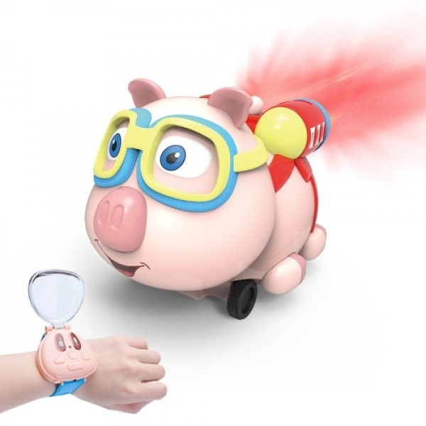 R09 RC Pig Toy Robot 2.4G Watch RC Car Animal Toy with Follow Spray Music Function