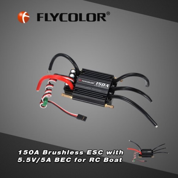 Original Flycolor Waterproof 150A Brushless ESC Electronic Speed Controller with 5.5V/5A BEC for RC Boat