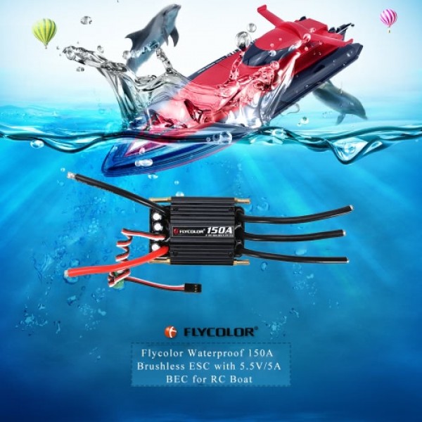 Original Flycolor Waterproof 150A Brushless ESC Electronic Speed Controller with 5.5V/5A BEC for RC Boat