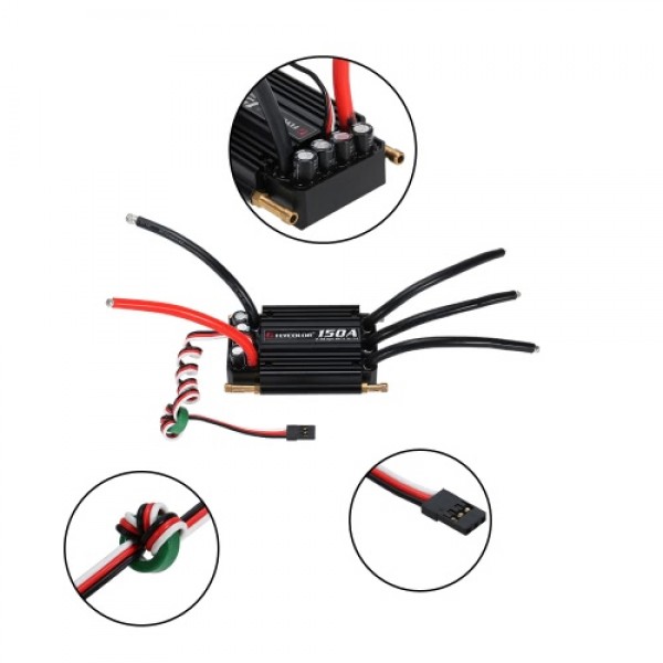 Original Flycolor Waterproof 150A Brushless ESC Electronic Speed Controller with 5.5V/5A BEC for RC Boat