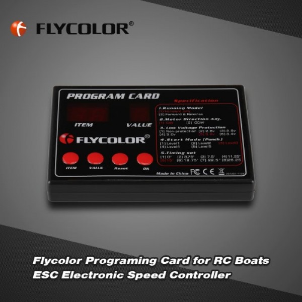 Original Flycolor Programing Card for RC Boats ESC Electronic Speed Controller