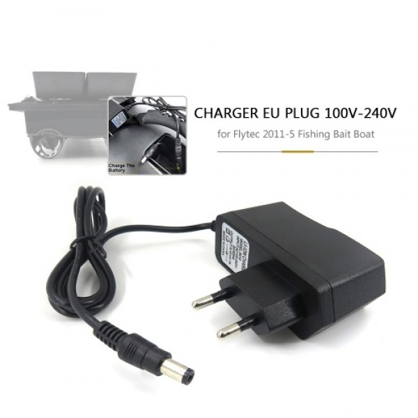 Charger EU Plug 100V-240V for Flytec 2011-5 1.5kg Loading Remote Control Fishing Bait Boat