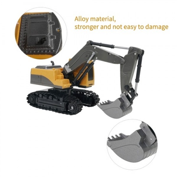 2.4GHz 6CH 1/24 RC Excavator Construction Vehicles with Alloy Shovel Lights Sounds