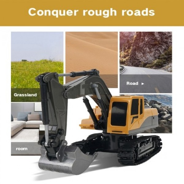 2.4GHz 6CH 1/24 RC Excavator Construction Vehicles with Alloy Shovel Lights Sounds