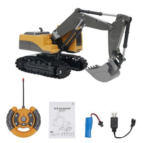 2.4GHz 6CH 1/24 RC Excavator Construction Vehicles with Alloy Shovel Lights Sounds