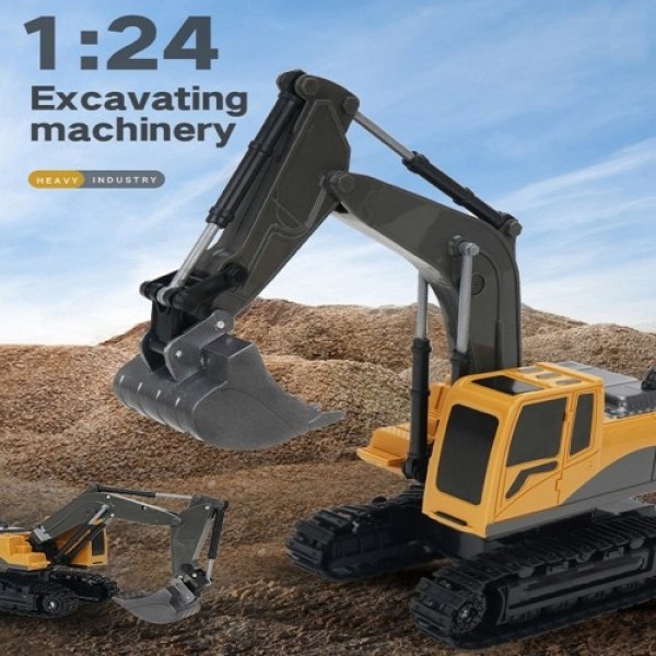 2.4GHz 6CH 1/24 RC Excavator Construction Vehicles with Alloy Shovel Lights Sounds