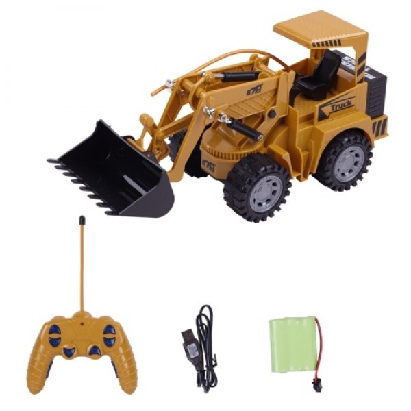 1/24 2.4GHz 5CH Remote Control Bulldozer RC Construction Engineering Vehicles Educational Toys for Kids with Light Music