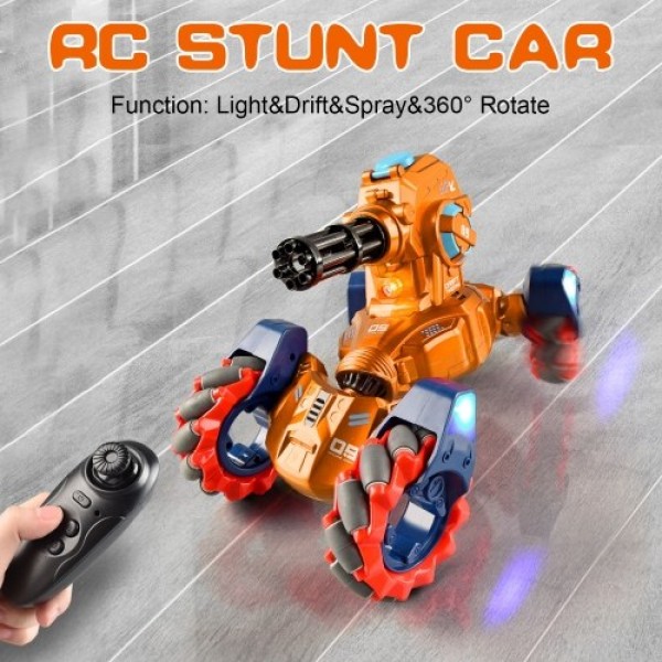 2.4GHz RC Stunt Car Water Bead Car with Function Light Drift Spray 360° Rotate Alloy Body