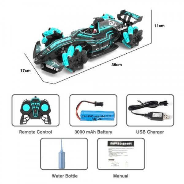 1/12 2.4GHz 4WD RC Spray Car 25km/h RC Stunt Car with Light Engine Sound 360 Rotation