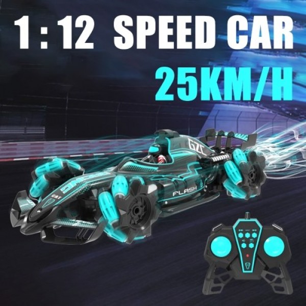 1/12 2.4GHz 4WD RC Spray Car 25km/h RC Stunt Car with Light Engine Sound 360 Rotation