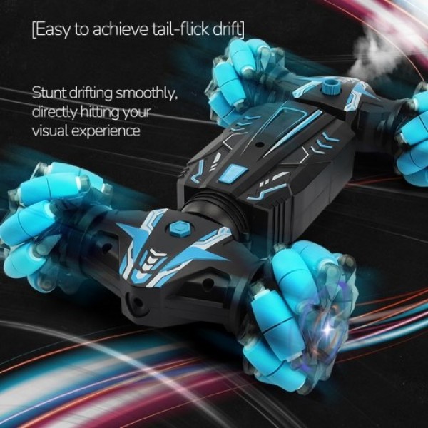 4WD 2.4GHz Watch Gesture Sensor Control Deformable Car All-Terrain Auto-demo RC Stunt Car with Spray Light Music