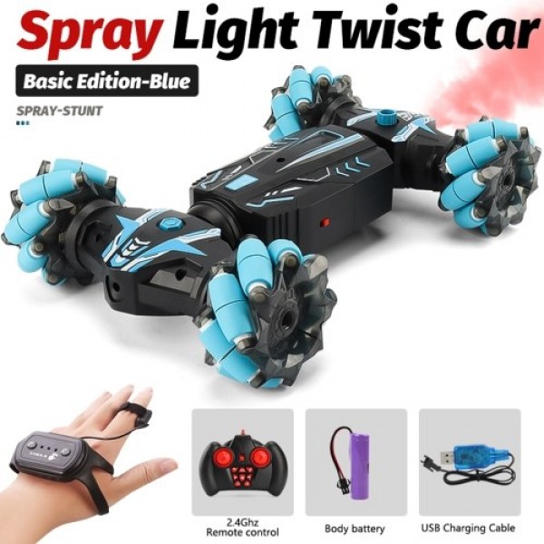 4WD 2.4GHz Watch Gesture Sensor Control Deformable Car All-Terrain Auto-demo RC Stunt Car with Spray Light Music