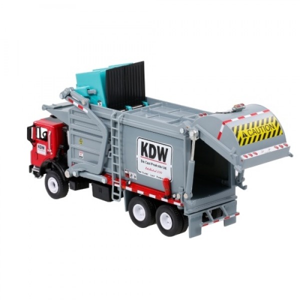 1:24 Alloy Diecast Barreled Garbage Carrier Truck Waste Material Transporter Vehicle Mod Collector Hobby Toys