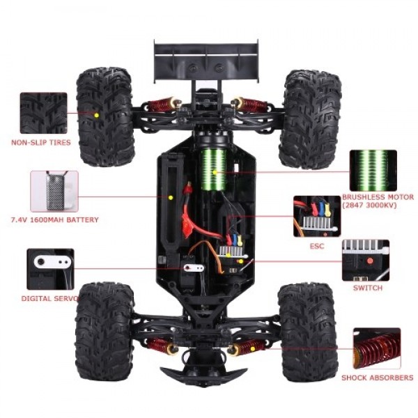 X-03A 2.4GHz 4WD RC Car Crawler High Speed 1/10 Racing Car 60km/h Brushless Off-Road Car