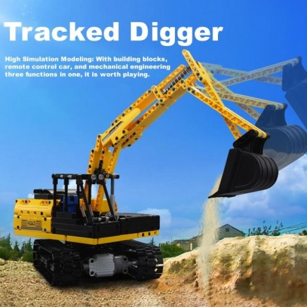 DOUBLE E C51057 2.4GHz 1:20 4WD 544pcs Building Blocks Tracked Digger