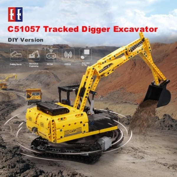 DOUBLE E C51057 2.4GHz 1:20 4WD 544pcs Building Blocks Tracked Digger