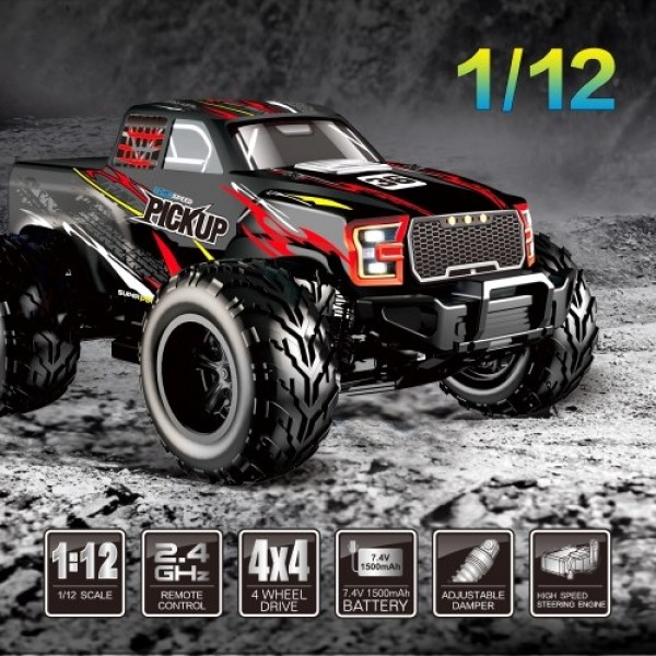 Flytec 8897 1:12 RC Car Pickup Truck Off-Road Car(one battery)