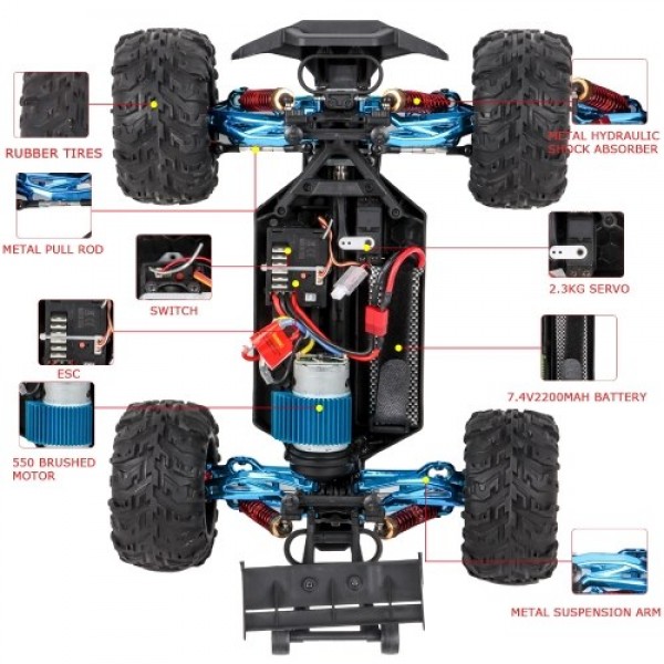 F14B 1/10 2.4GHz Racing Car 50km/h 4WD Off-Road Car with Metal Parts C Hub Carrier Suspension Arm